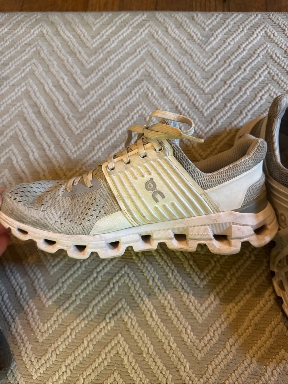 On Running Women's Athletic Lace-Up Sneakers in Grey/White/Light Pink - Picture 3 of 5